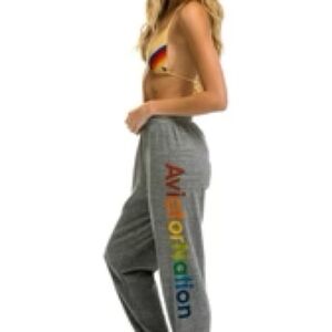 Aviator Nation Gray Sweatpants with Rainbow Logo